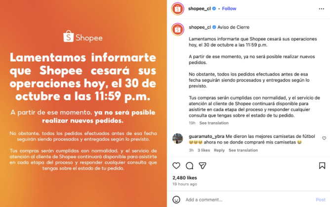 Shopee Update Today Shopee shuts down in two countries - The Low Down - Momentum Works
